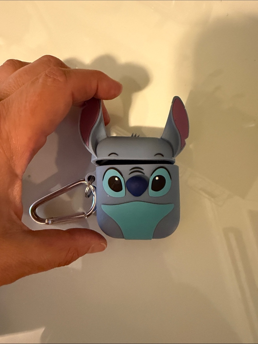 Disney Stitch Silicone AirPods Case Cover in Blue with Pink Accents
